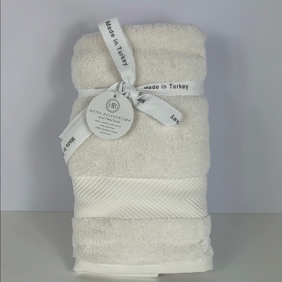 Hotel Balfour Spa Hand Towel Set Off White 100% Turkish Cotton Set of 2 NEW - Picture 1 of 6